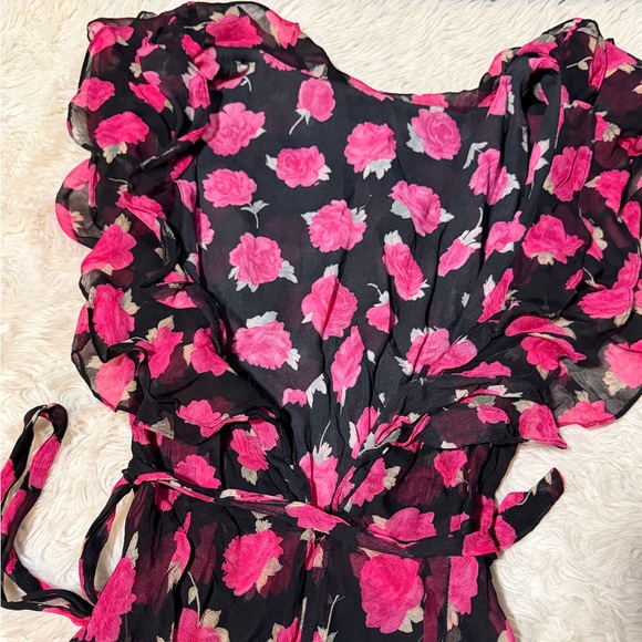 Rixo Rio Ruffle Maxi Dress in Vintage Rose Black - Size XS - Picture 6 of 10